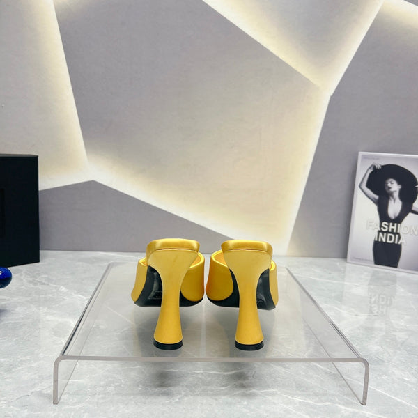SL GOLDIE MULES LEMON SATIN