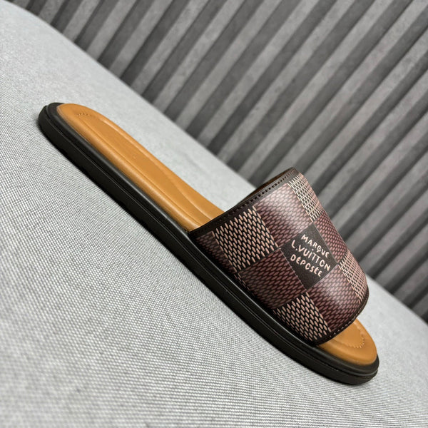 LV VENICE MULE SLIPPERS CARAMEL BROWN DAMIER