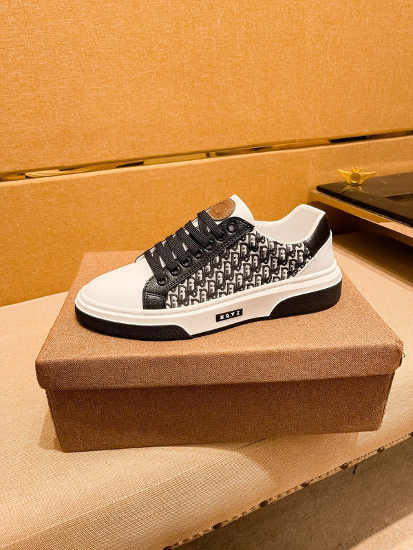 CD LOW TOP SNEAKER WHITE AND BLACK CALFSKIN