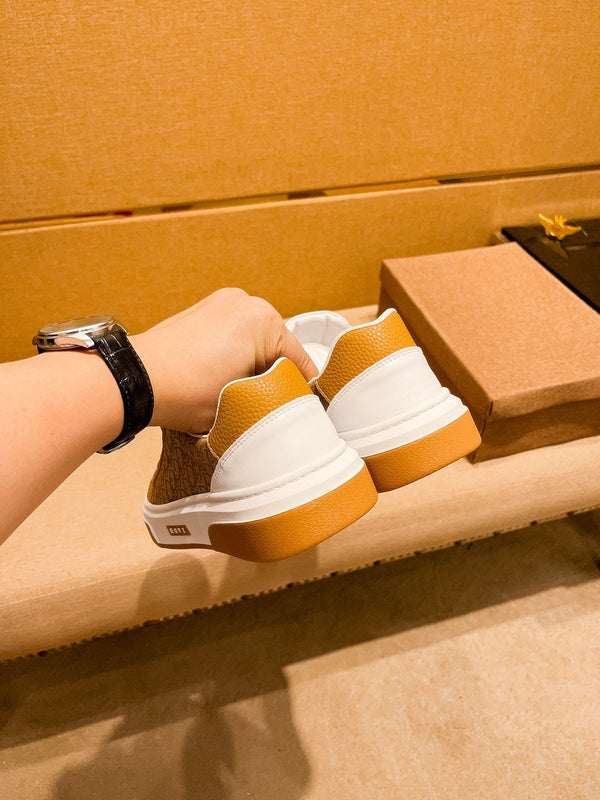 CD LOW TOP SNEAKER BRONZE AND WHITE CALFSKIN