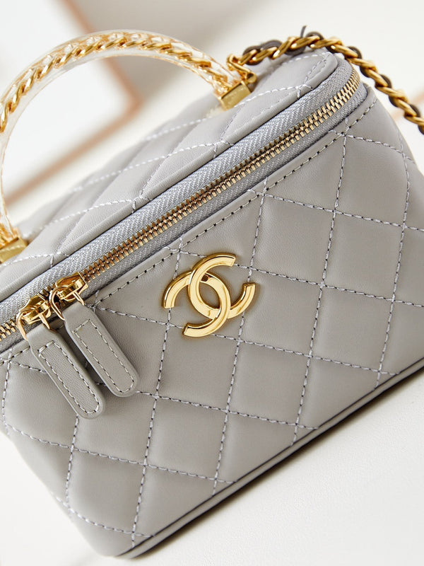 24a vanity 17cm grey lambskin gold hardware