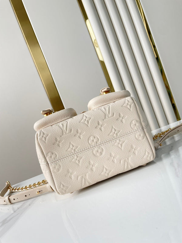 ZAINO DI RISERVA 22 IN PELLE CON STAMPA MONOGRAMMA CREMA