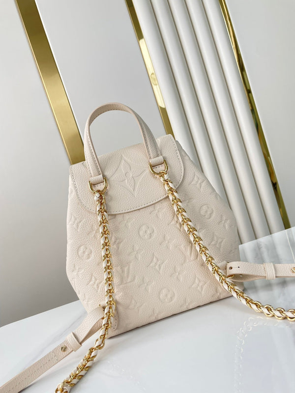 ZAINO DI RISERVA 22 IN PELLE CON STAMPA MONOGRAMMA CREMA