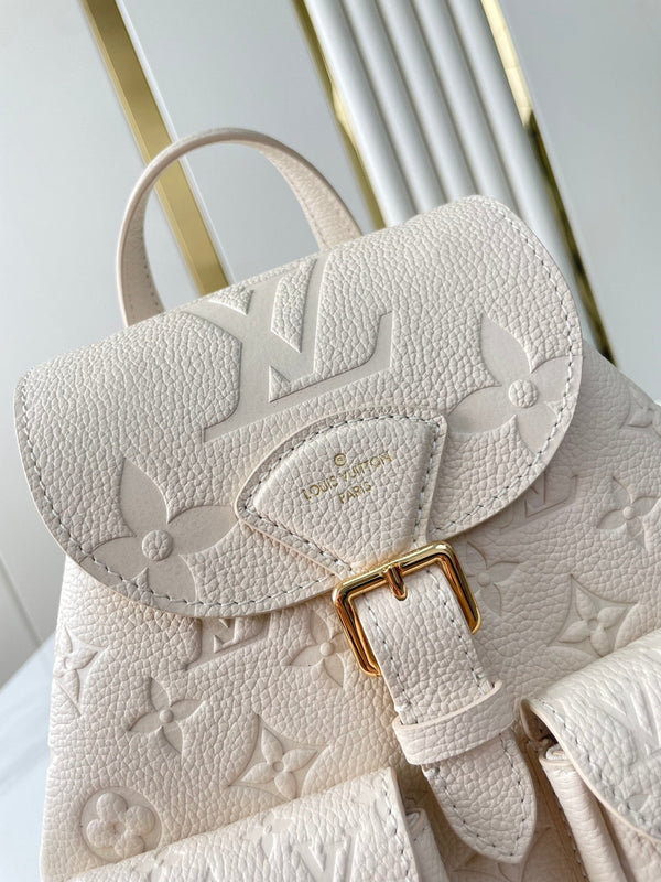 ZAINO DI RISERVA 22 IN PELLE CON STAMPA MONOGRAMMA CREMA