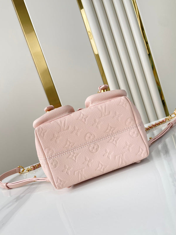 ZAINO DI RISERVA 22 IN PELLE CON STAMPA MONOGRAMMA ROSA CHIARO