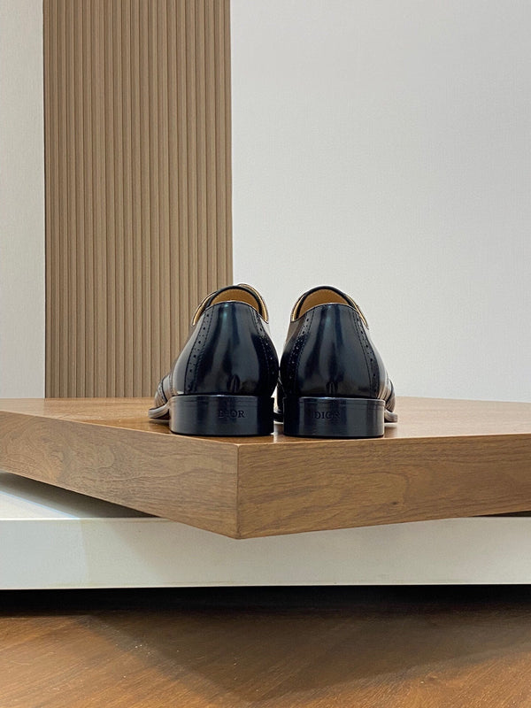 CD POINED TOE LONDON OXFORD BLACK POLISHED CALFSKIN