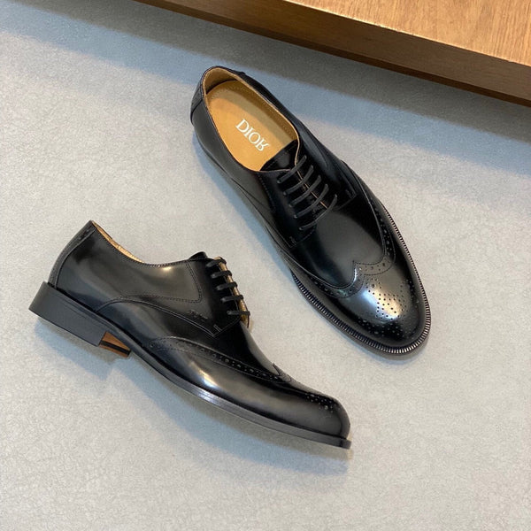 CD POINED TOE LONDON OXFORD BLACK POLISHED CALFSKIN