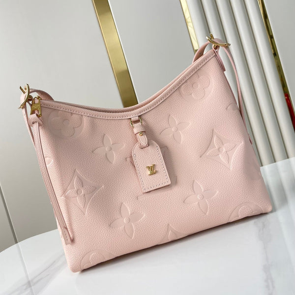 BORSA CARRYALL 29 IN PELLE CON STAMPA MONOGRAMMA ROSA CHIARO