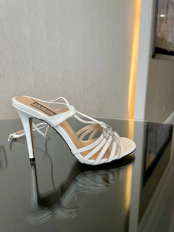 GG CRYSTAL HORSEBIT SANDAL CREAMY WHITE LAMBSKIN