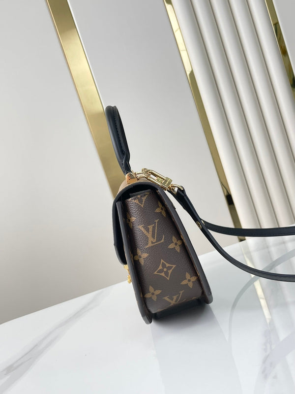 TILSITT 24 IN TELA CON MONOGRAMMA MARRONE E MONOGRAMMA RETRO FIBBIA ORO