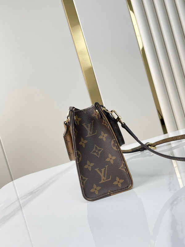 ONTHEGO BB 18 IN TELA MONOGRAMMA MARRONE E RETRO MONOGRAMMA