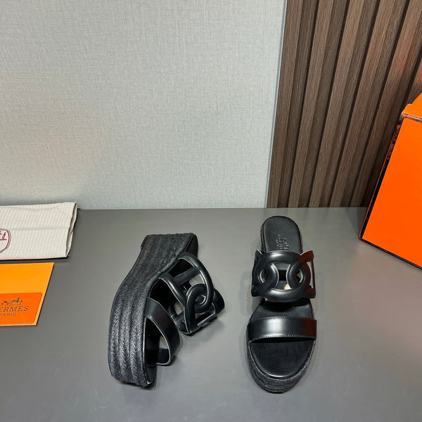 ITHEA 80 ESPADRILLE BLACK CALFSKIN