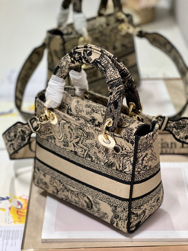 CD Apricot Tiger 24 Lady Dior Bag Canvas 336718