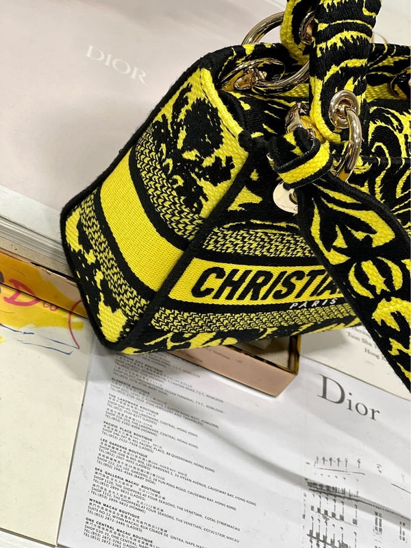 CD Flame Yellow 17 Lady Dior Bag Canvas 336745