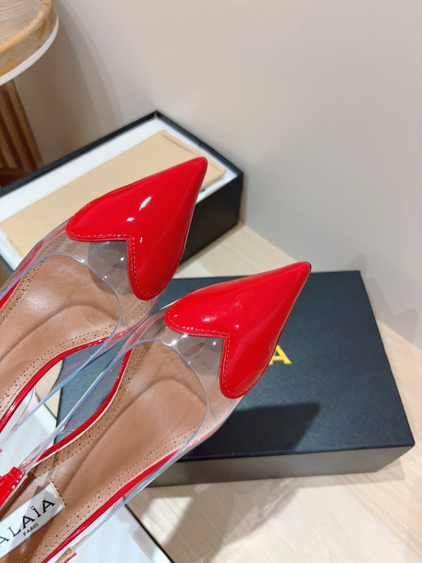 alaia slingbacks 95 optic red heart lambskin