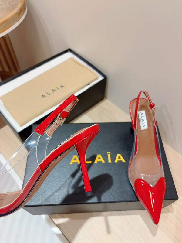 alaia slingbacks 95 optic red heart lambskin