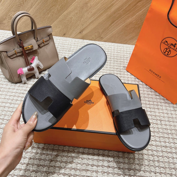 HM Izmir Sandals Gray Black Calfskin 294940