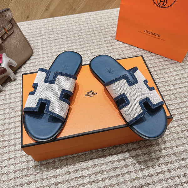 HM Izmir Sandals Blue Fabric Calfskin 294942