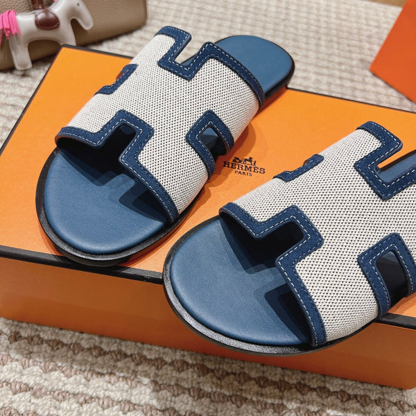 HM Izmir Sandals Blue Fabric Calfskin 294942