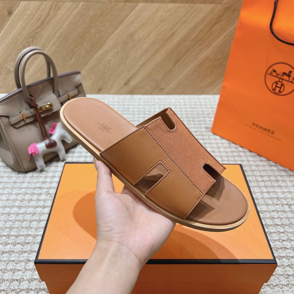 HM Izmir Sandals Brown Fabric Calfskin 294952