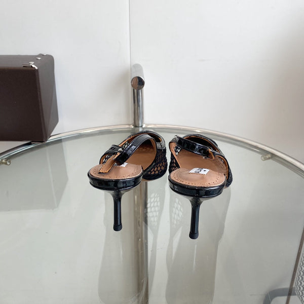 slingback alaia 60 rete a cuore nero pelle di agnello