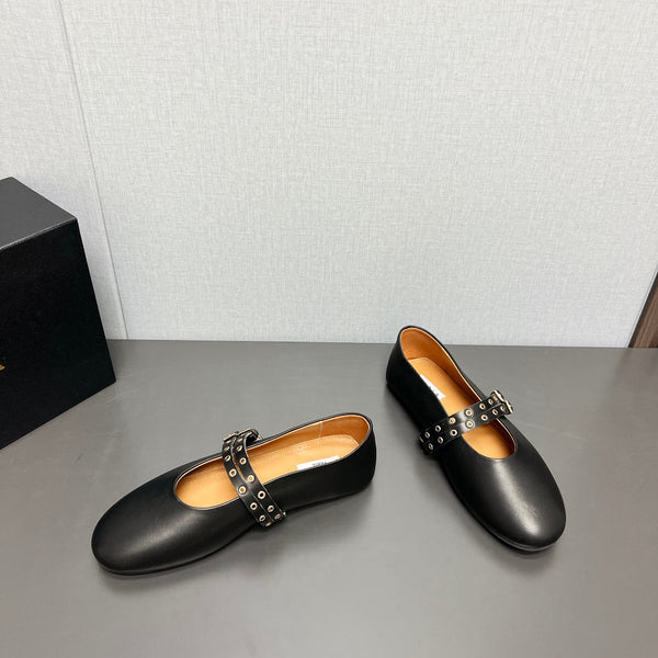 ALAIA MARY JANE SHOES IN BLACK LAMBSKIN SILVER HARDWARE