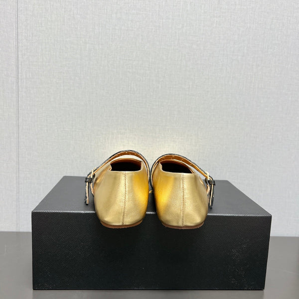 ALAIA MARY JANE SHOES IN GOLDEN LAMBSKIN SILVER HARDWARE