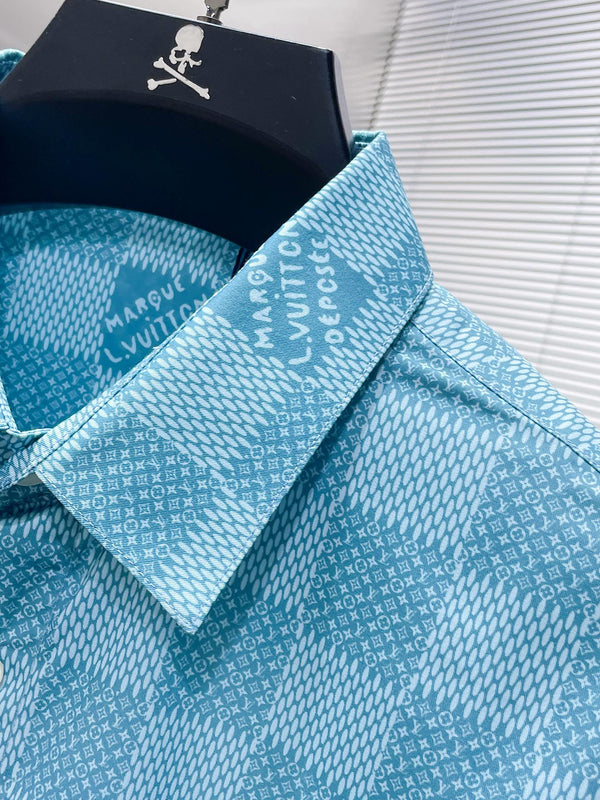 CAMICIA A MANICHE LUNGHE LV BLU DAMIER 238816