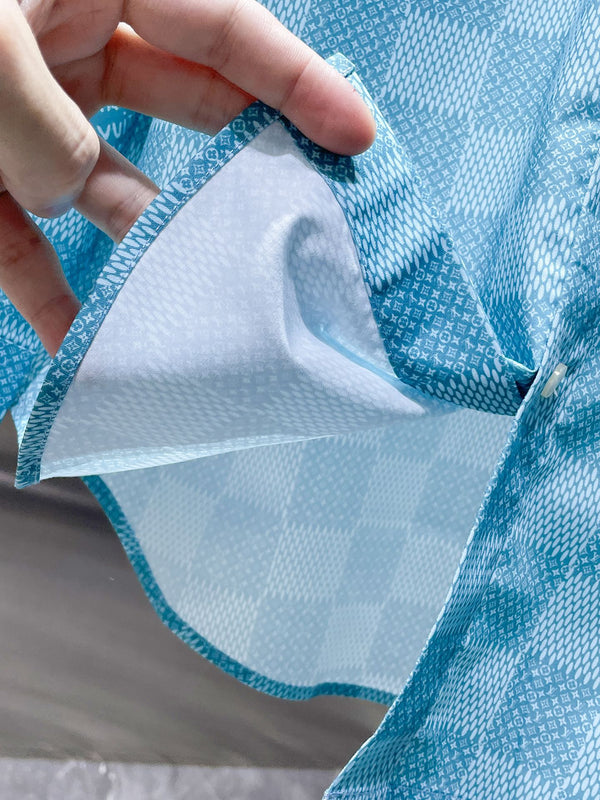 CAMICIA A MANICHE LUNGHE LV BLU DAMIER 238816