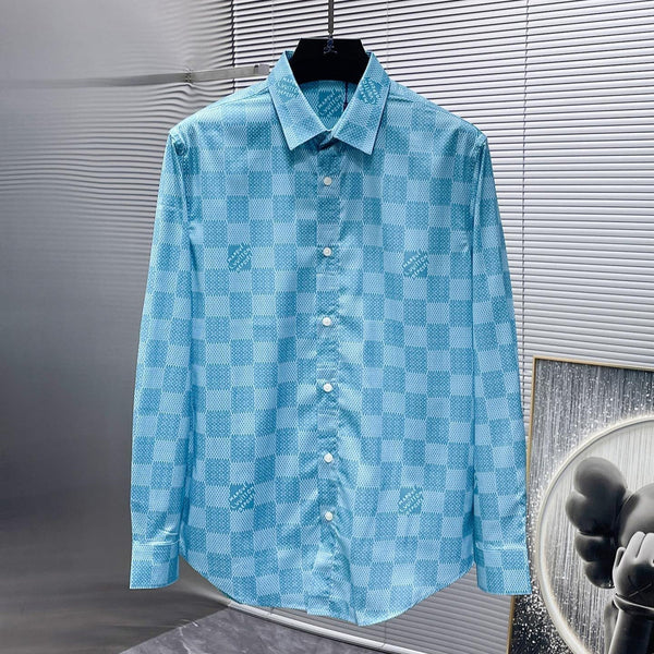 CAMICIA A MANICHE LUNGHE LV BLU DAMIER 238816