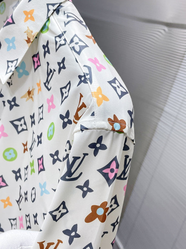 LV LONG-SLEEVED SHIRT IN WHITE MONOGRAM COTTON 238801