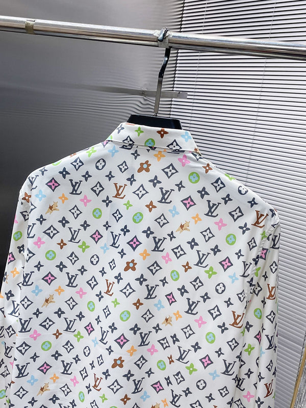 LV LONG-SLEEVED SHIRT IN WHITE MONOGRAM COTTON 238801