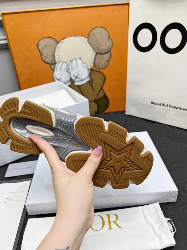 CD Chrono Sneaker Grey Gold Mesh Fabric And Calfskin