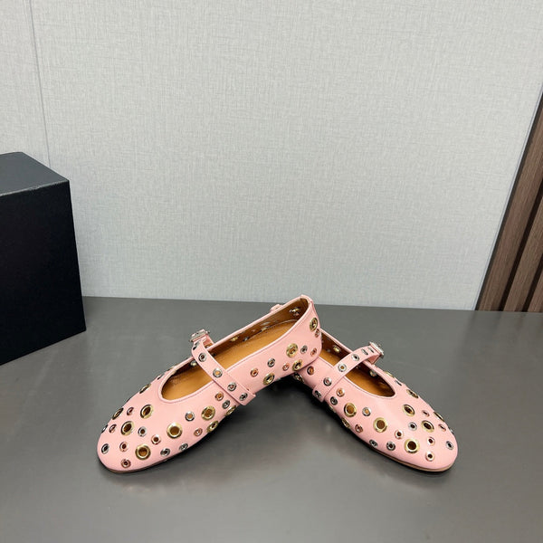 SCARPE MARY JANE ALAIA IN PELLE DI AGNELLO ROSA CHIARO CON FERRAMENTA IN ARGENTO E ORO