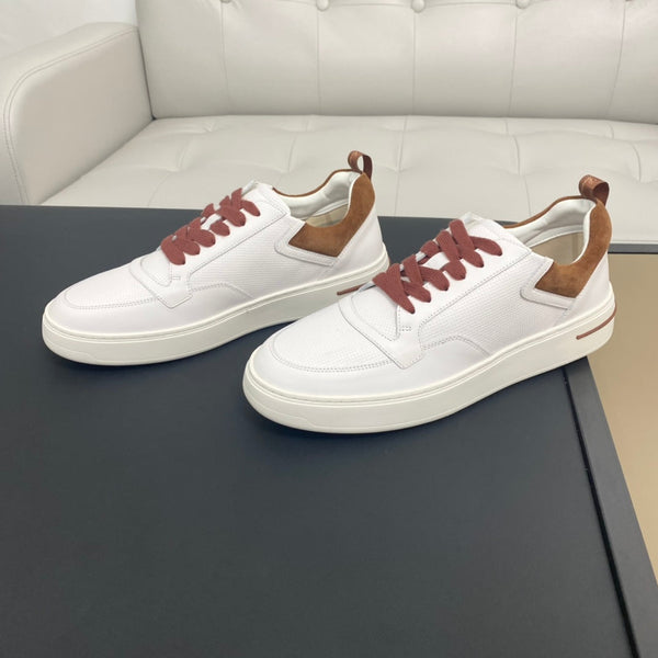 LP NEWPORT WALK SNEAKERS WHITE AND BROWN CALFSKIN