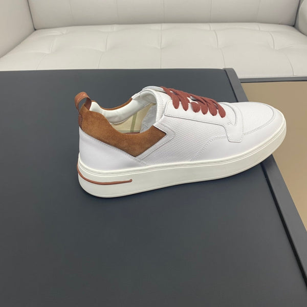 LP NEWPORT WALK SNEAKERS WHITE AND BROWN CALFSKIN