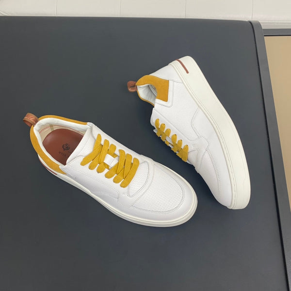 LP NEWPORT WALK SNEAKERS WHITE AND YELLOW CALFSKIN