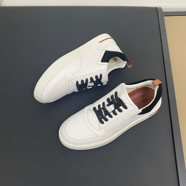 LP NEWPORT WALK SNEAKERS WHITE AND BLACK CALFSKIN
