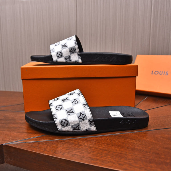 LV MULE SANDAL BLACK MIX WHITE DAMIER MONOGRAM CALFSKIN