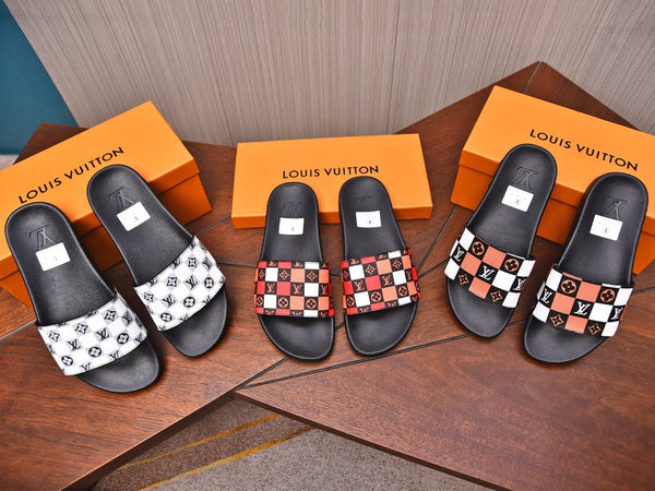 LV MULE SANDAL BLACK MIX WHITE DAMIER MONOGRAM CALFSKIN