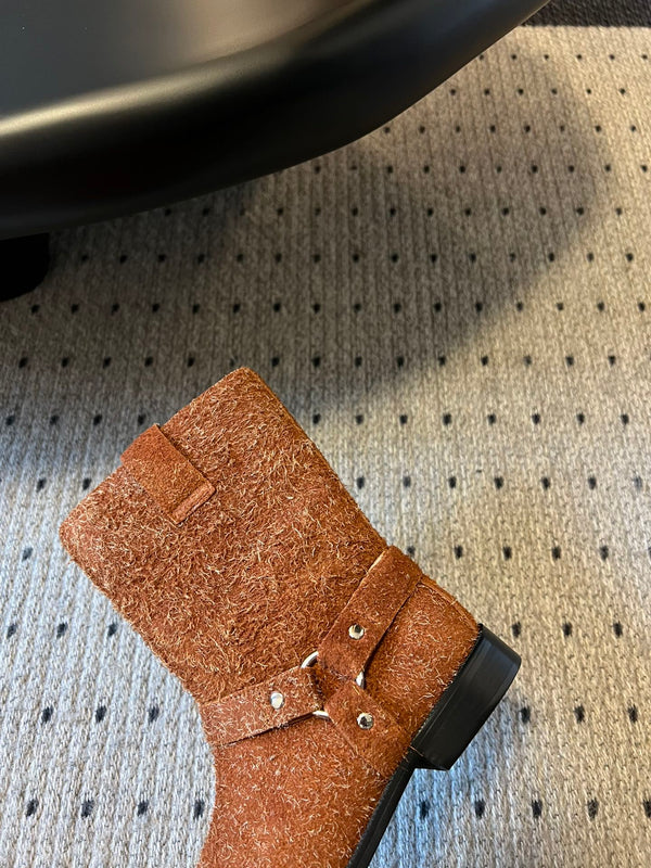 Loewe knight boots caramel brown suede cowhide 478448