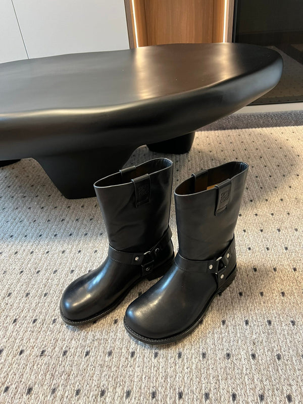 Loewe knight boots black sheepskin 478450