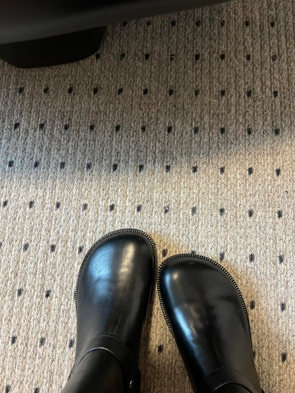 Loewe knight boots black sheepskin 478450