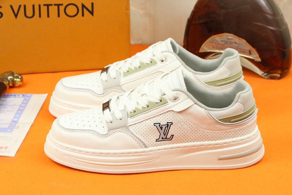 LV TRAINER SNEAKER IN WHITE MESH CALFSKIN