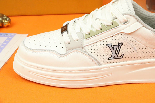 LV TRAINER SNEAKER IN WHITE MESH CALFSKIN