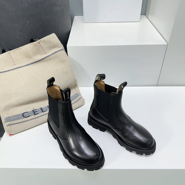 Celin Magaret Chelsea Boot Black Calfskin
