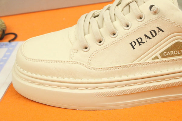 PRA SNEAKER IN BEIGE CALFSKIN AND FABRIC