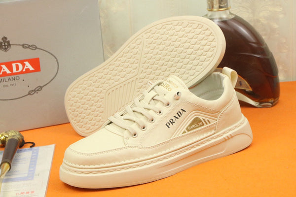 PRA SNEAKER IN BEIGE CALFSKIN AND FABRIC