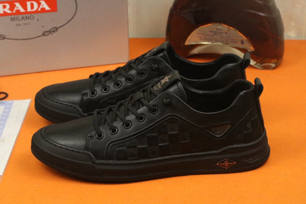 PRA SNEAKER IN BLACK EMBOSSED CALFSKIN