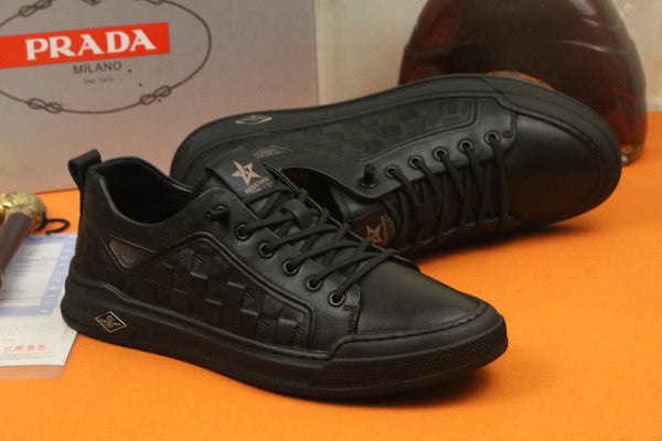 PRA SNEAKER IN BLACK EMBOSSED CALFSKIN
